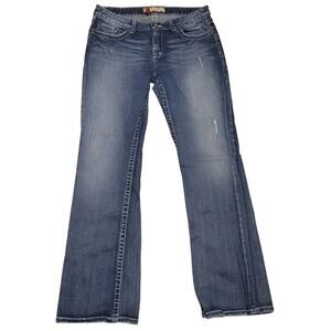 BKE Kate Low-Rise Bootcut Jeans Faded Distressed Tag 32Wx33.5L Actual 32Wx32L